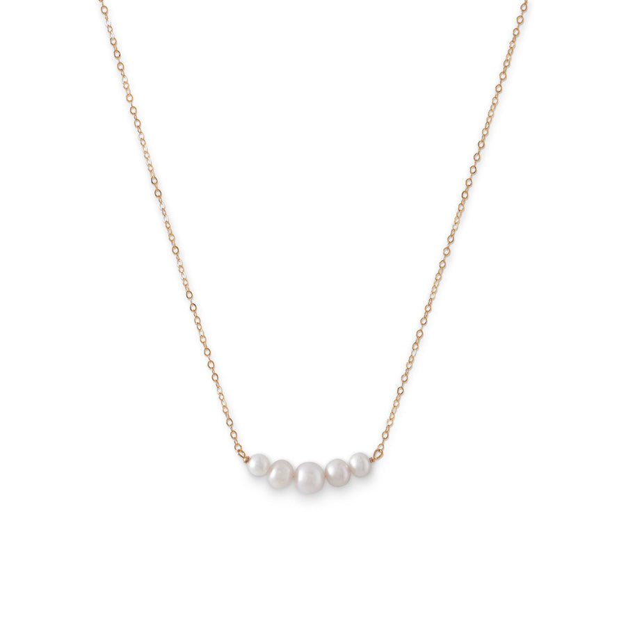 14 Karat Gold Necklace with 5 Cultured Freshwater Pearls