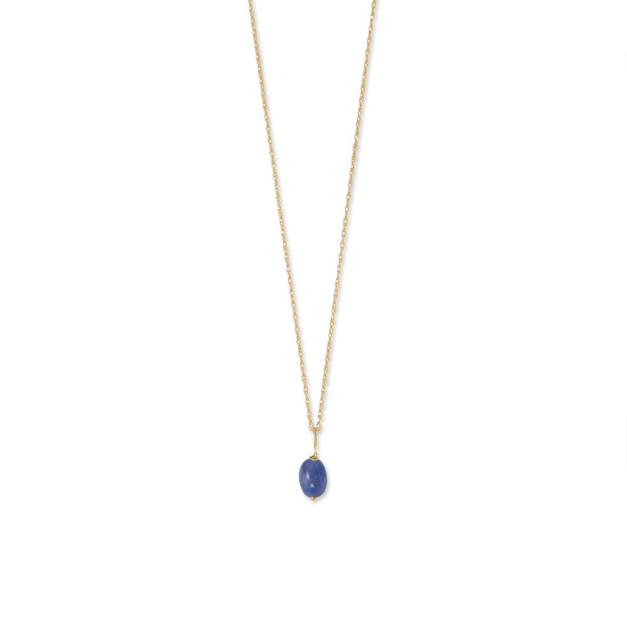 16" 14 Karat Gold Sapphire Necklace - September Birthstone