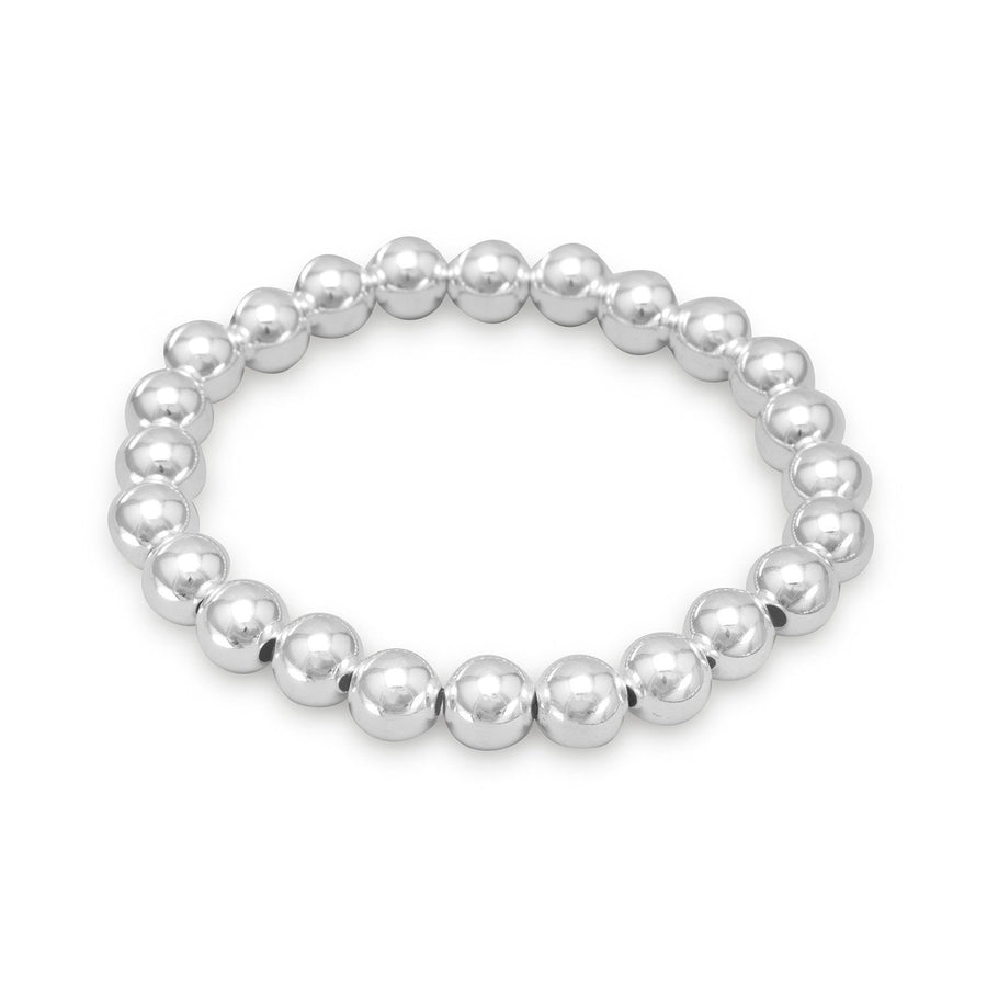 7" 8mm Sterling Silver Bead Stretch Bracelet