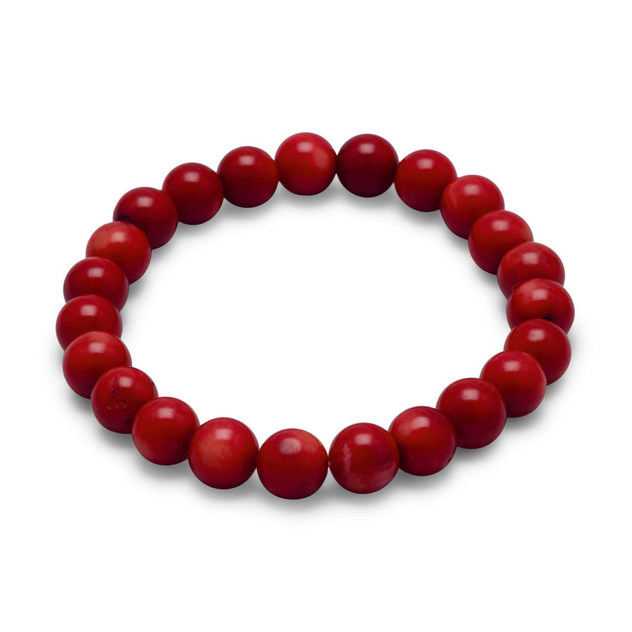 Red Coral Bead Stretch Bracelet