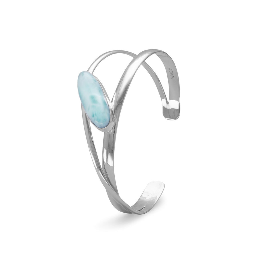 Large Oblong Larimar Cuff Bracelet