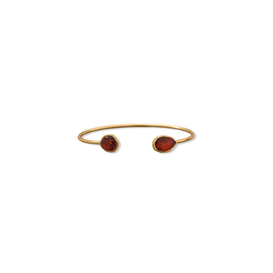 24 Karat Gold Plated Amber Ends Cuff Bracelet