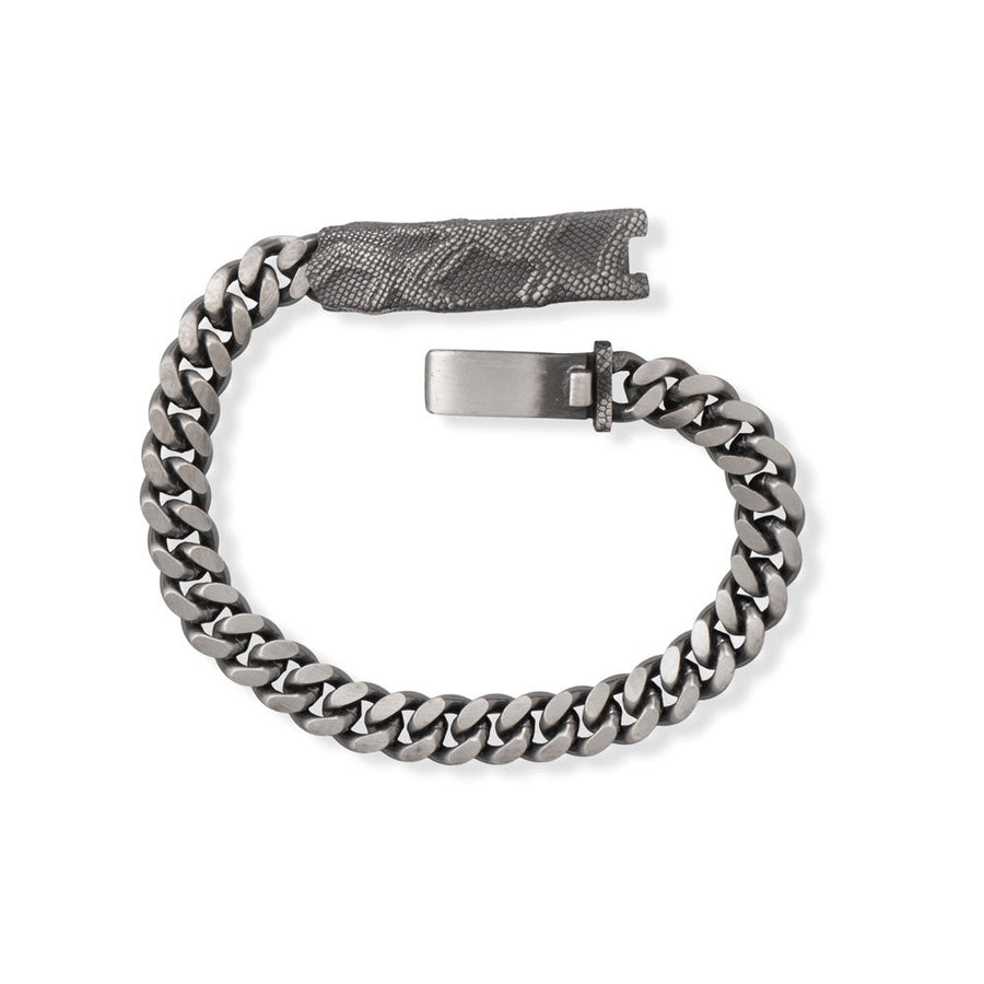 8.5" Black Ruthenium Snakeskin ID Bracelet