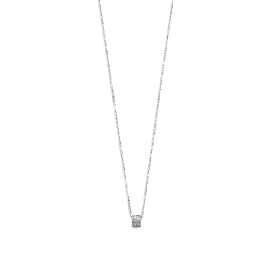 Rhodium Plated CZ Wheel Necklace