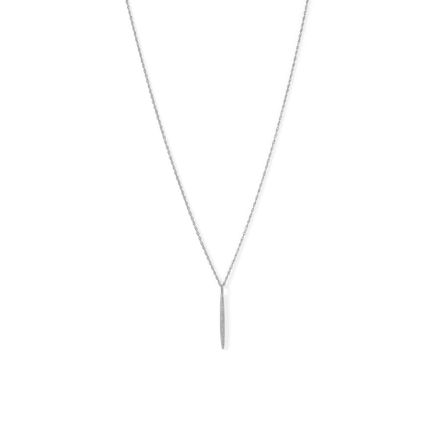 Rhodium Plated Vertical Bar Necklace with Diamonds