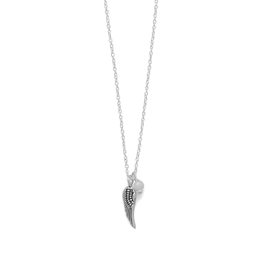 16.5" Angel Wing and Crystal Necklace