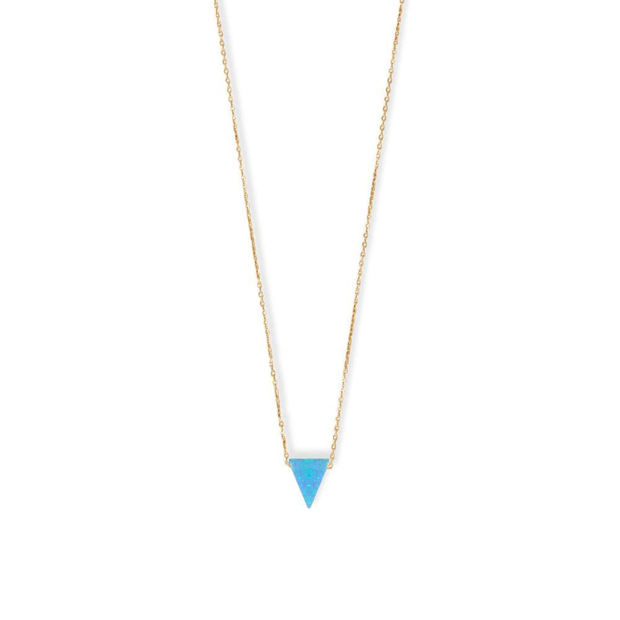 16" + 2" 14 Karat Gold Plated Synthetic Opal Triangle Necklace