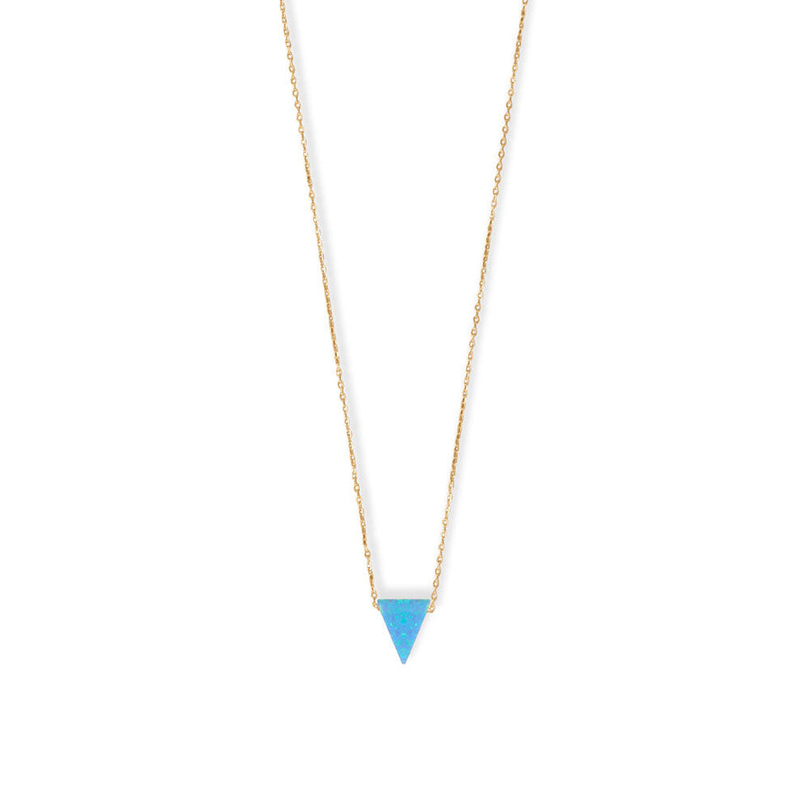 16" + 2" 14 Karat Gold Plated Synthetic Opal Triangle Necklace