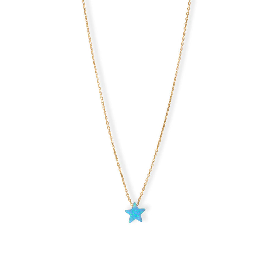 16" + 2" 14 Karat Gold Plated Synthetic Opal Star Necklace