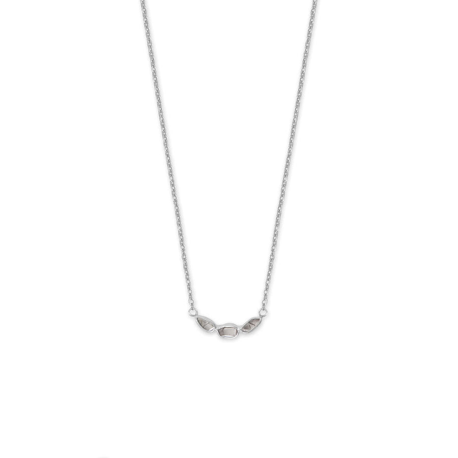 16" + 2" Rhodium Plated Polki Diamond Necklace