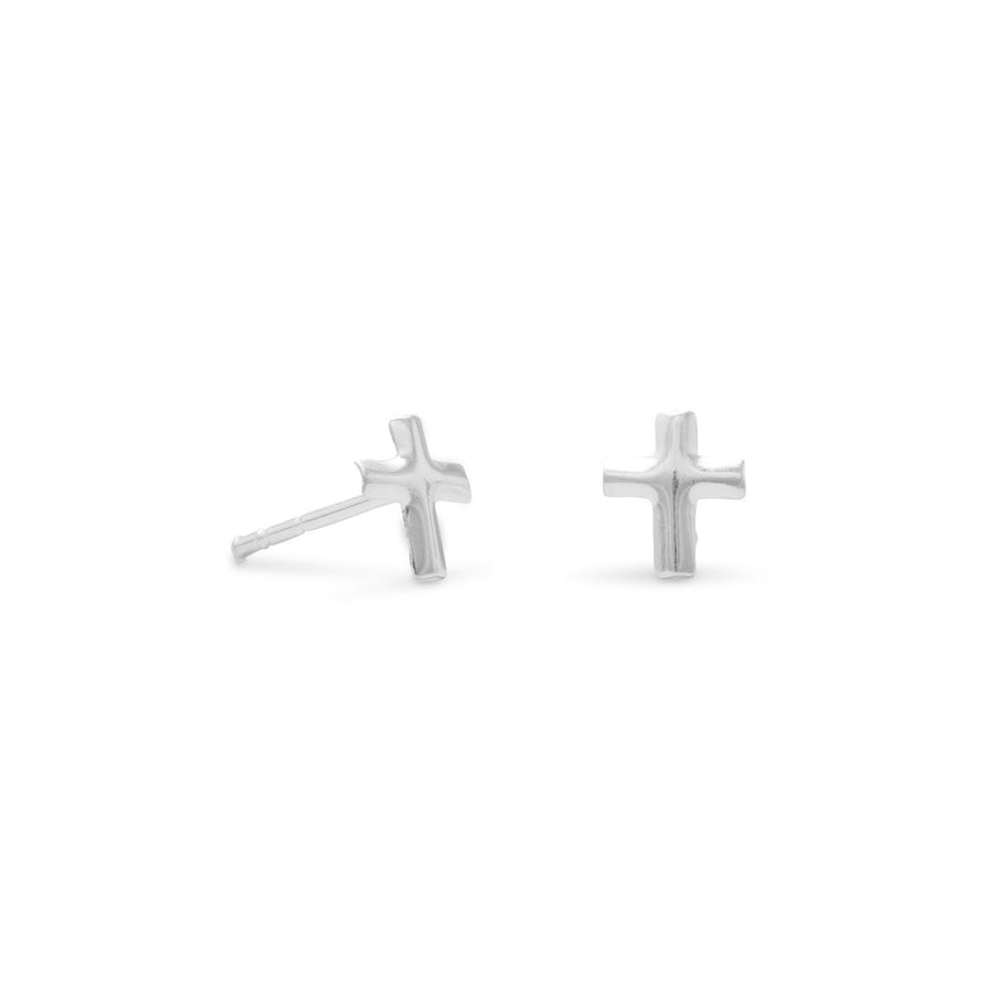 Small Polished Cross Post Earrings