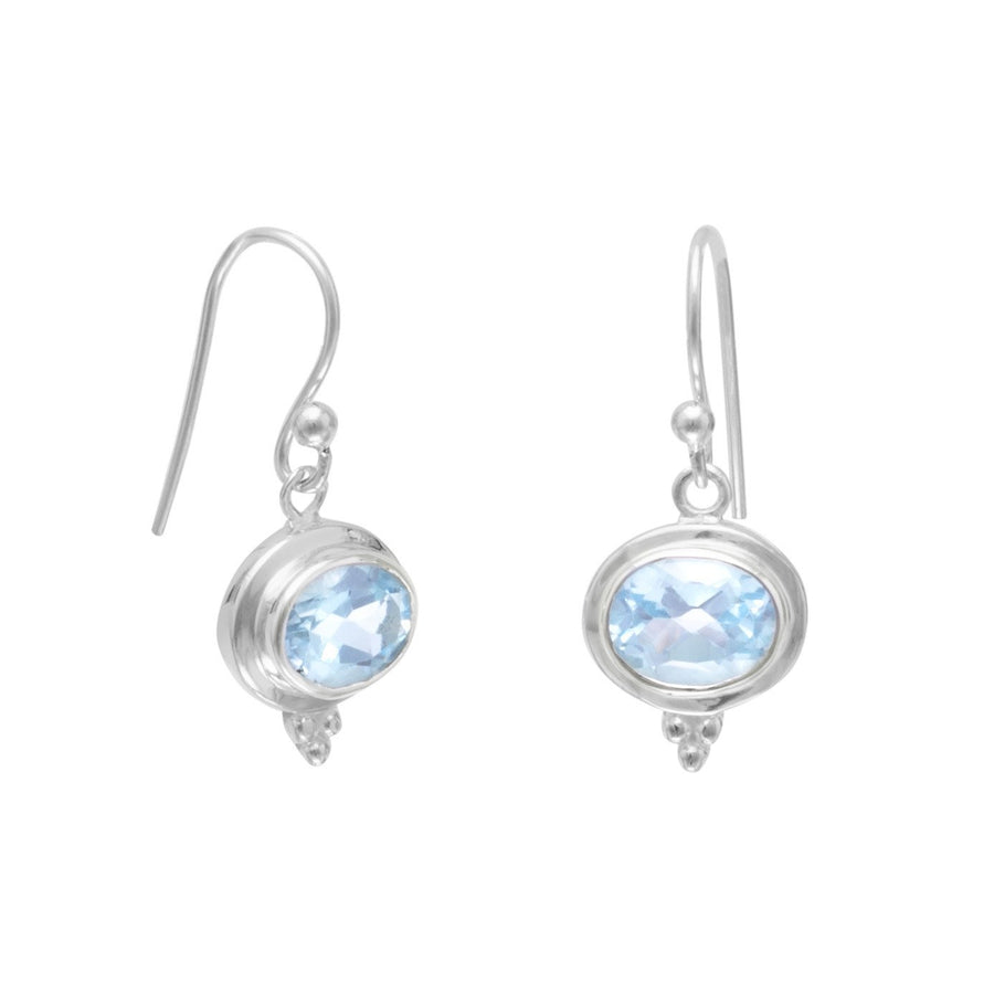 Oval Blue Topaz French Wire Earrings