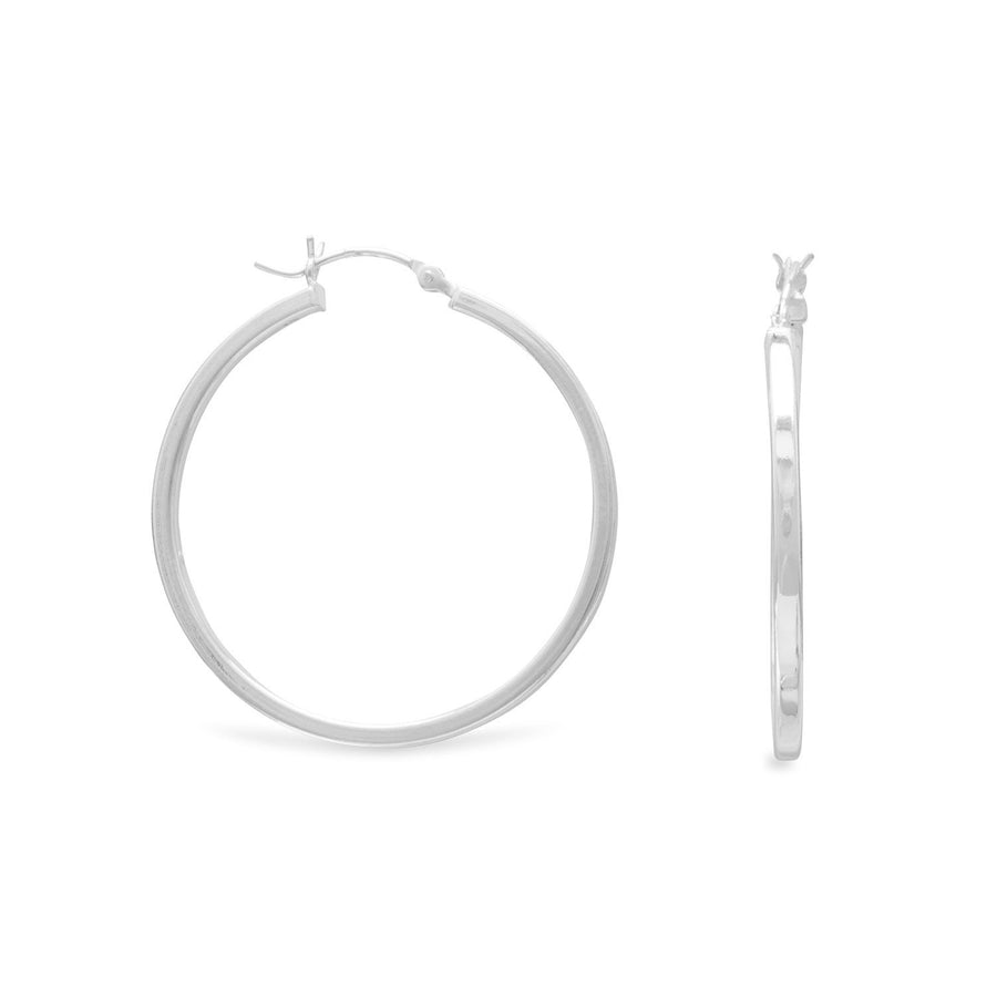 2mm x 35mm Square Tube Hoop Earrings