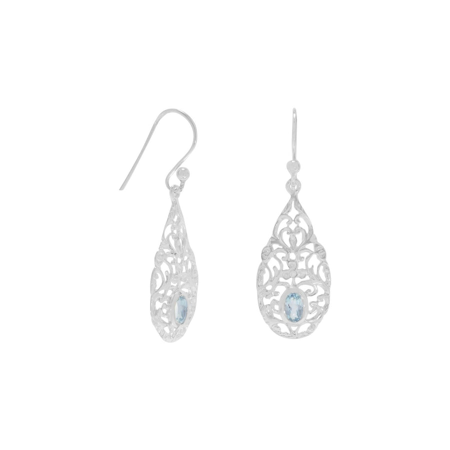 Pear Shape Blue Topaz Drop Earrings