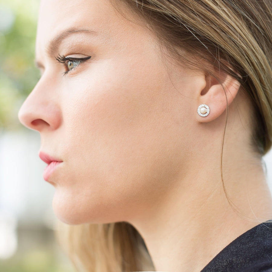 Cultured Freshwater and CZ Earrings