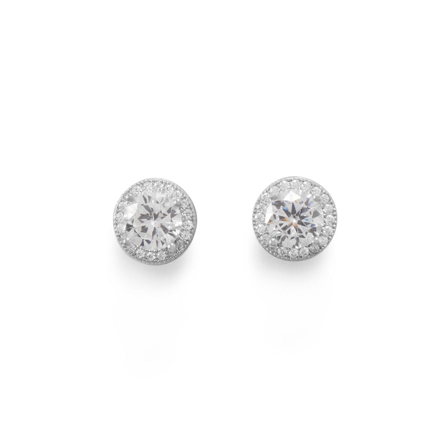 Rhodium Plated Elegant 6.5mm CZ Studs