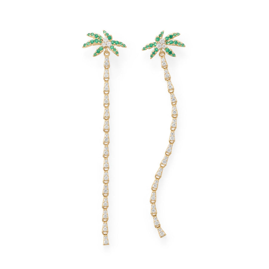 Coconut Palm Tree Gold Plated Earrings