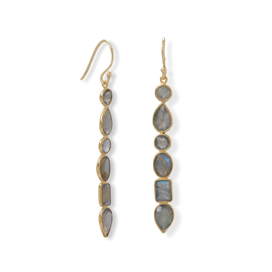 14 Karat Gold Plated Multi Shape Labradorite Earrings