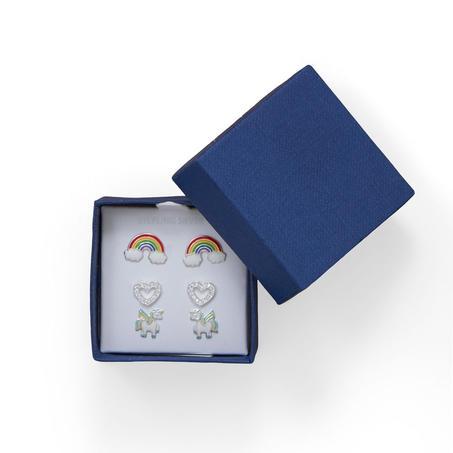 Rainbow, Heart and Unicorn Earring Set