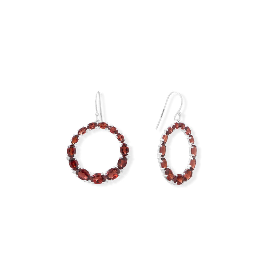 Graduated Garnet Open Circle Earrings