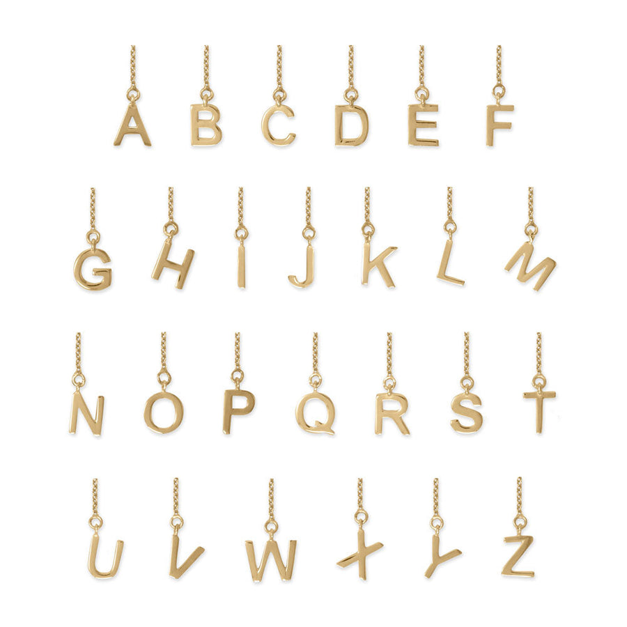 14 Karat Gold Plated Initial Threader Earrings (-Z)