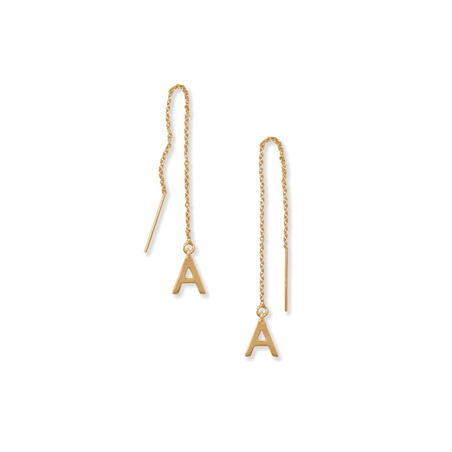 14 Karat Gold Plated Initial Threader Earrings (-Z)