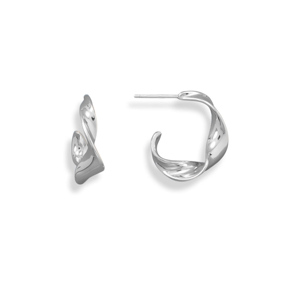 Polished Ribbon Twist 3/4 Hoop Earrings