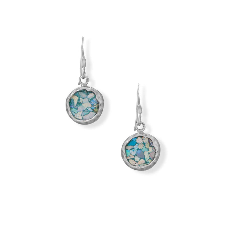 13.5mm Round Roman Glass Earrings