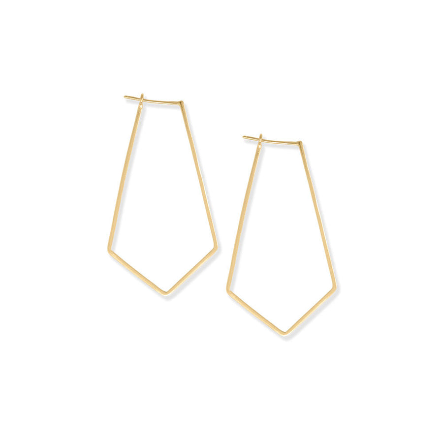 14 Karat Gold Plated Elongated Pentagon Earrings