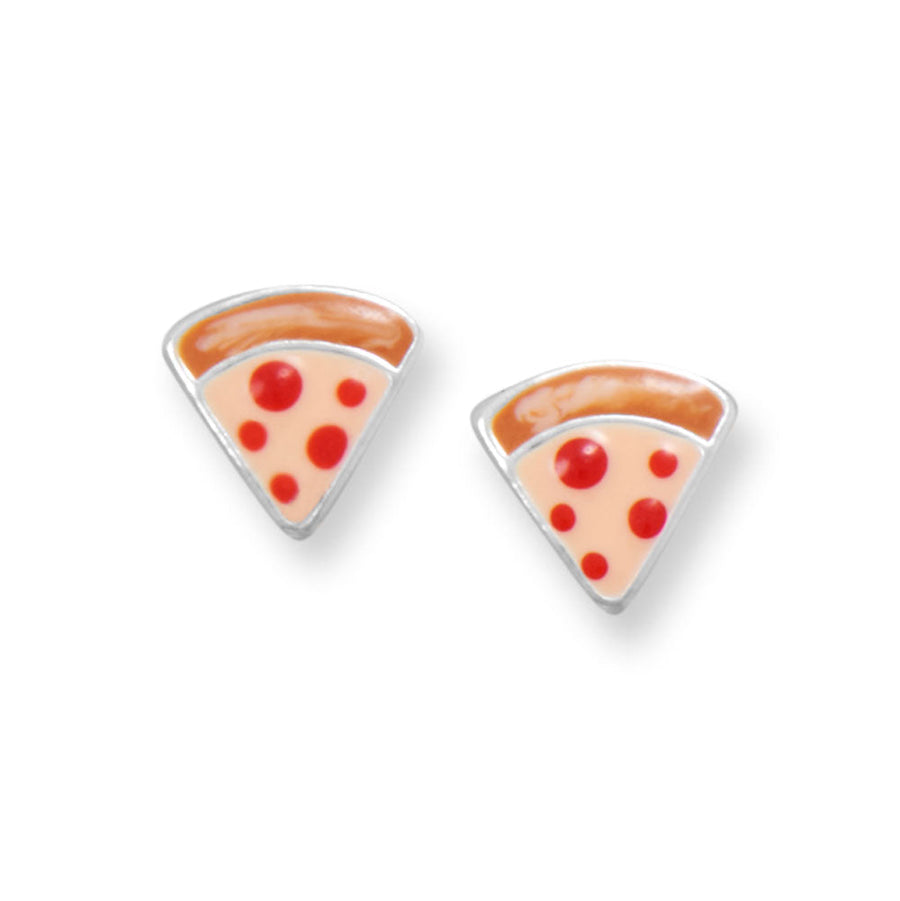 Fresh and Fab! Enamel Pizza Slice Stud Earrings