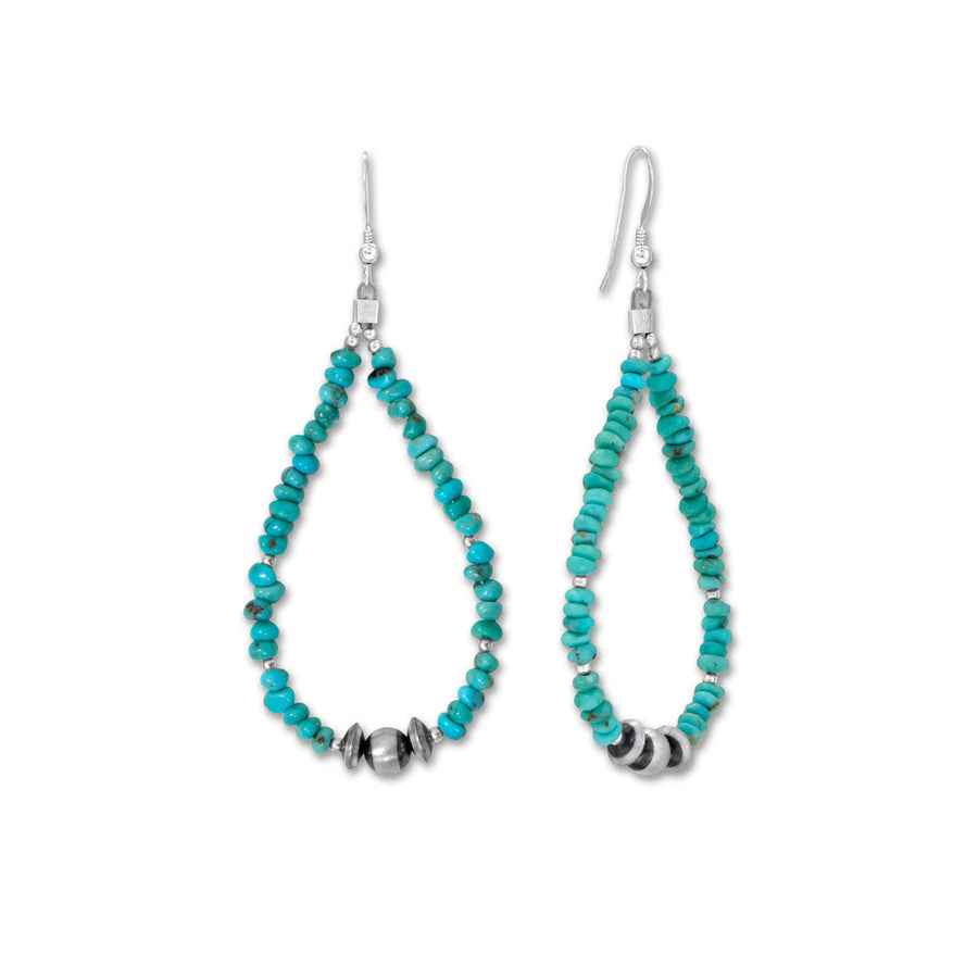 Mexican Campitos Turquoise Pear Outline Earrings