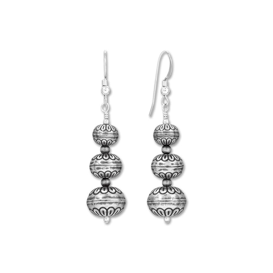 Southwestern Graduated Three Bead Drop Earrings