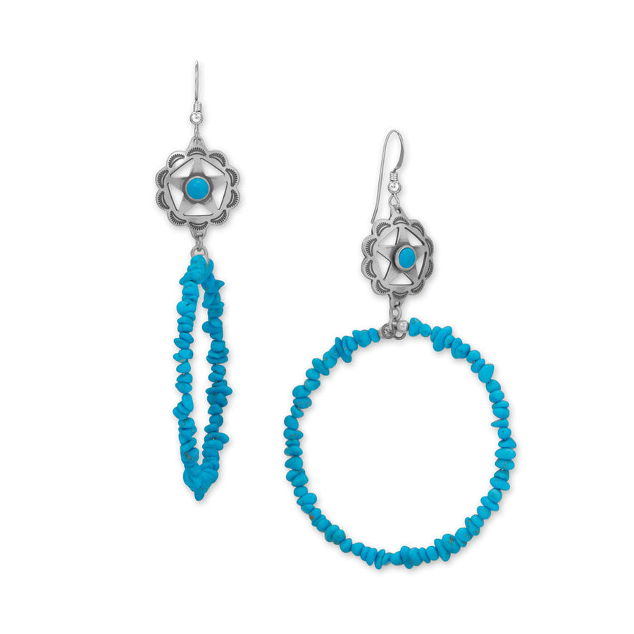 Southwestern Star with Reconstituted Turquoise Drop Earrings