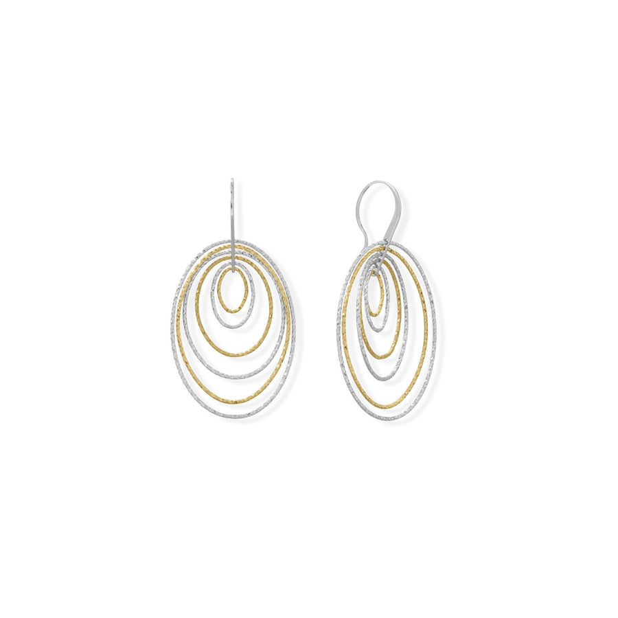 Italian Two Tone 6 Ring 3-D Earrings