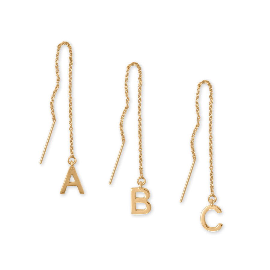 14 Karat Gold Plated Initial Threader Earrings (-Z)