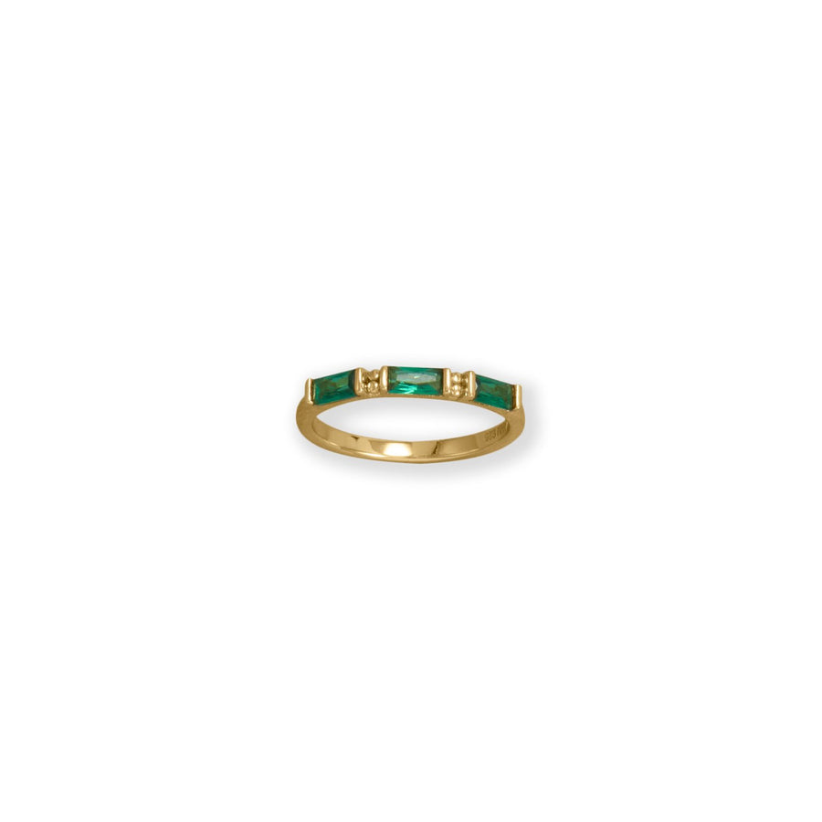 Bodacious Baguettes! 14 Karat Gold Plated Green Baguette CZ Ring