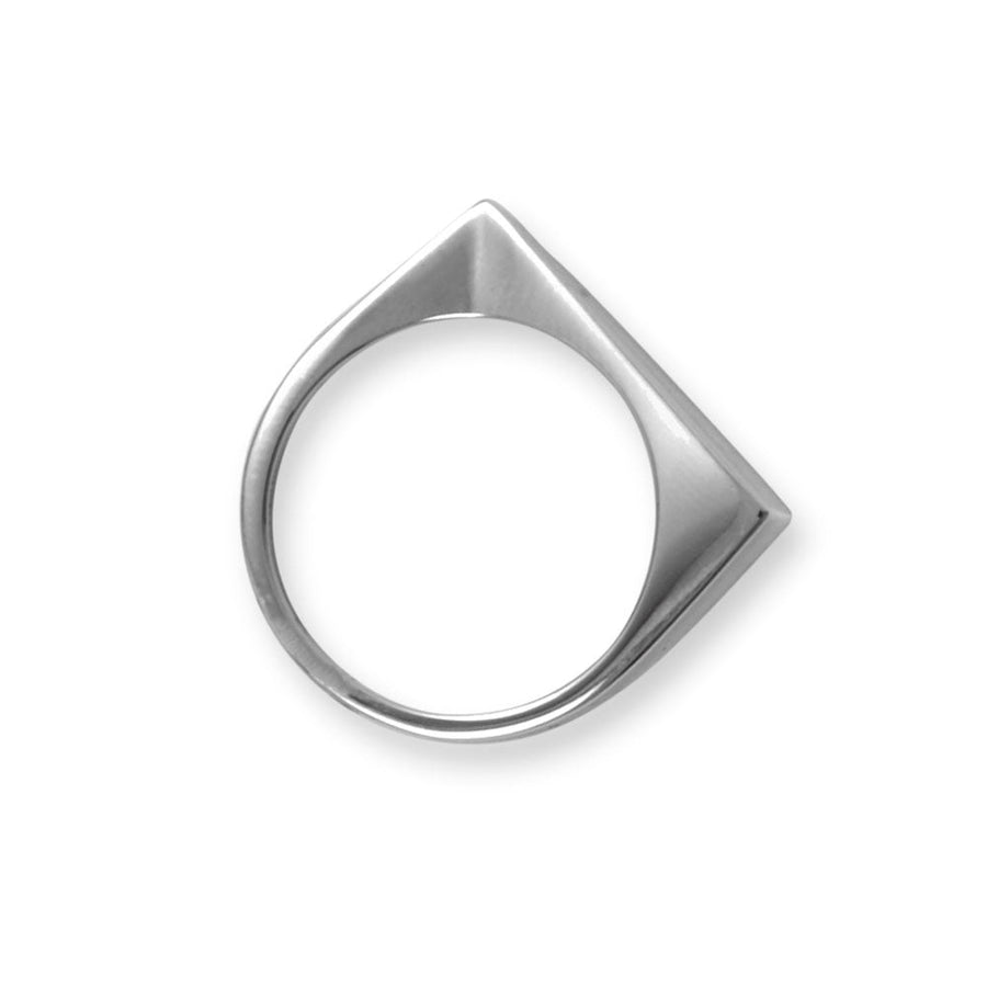 Rhodium Plated Flat Top Triangle Slice Ring