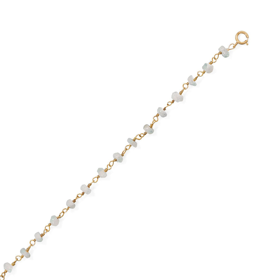 Moonlight Glow! 14 Karat Gold Plated Rainbow Moonstone Anklet