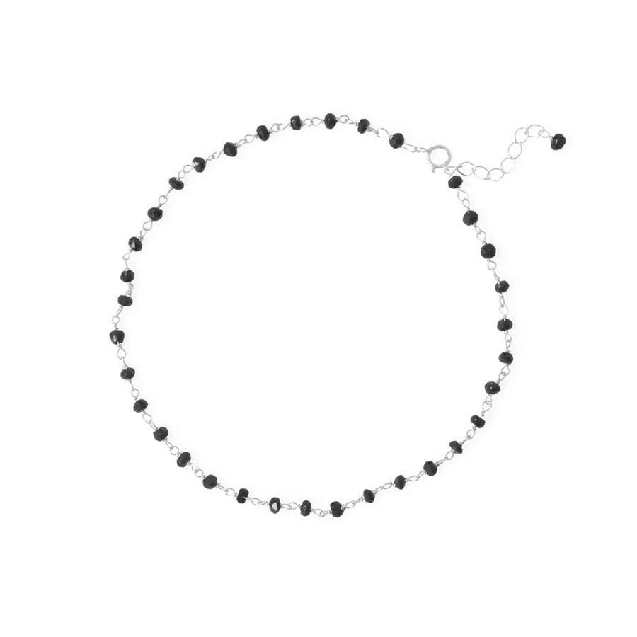 Midnight Magic! 9.5"+1" Sterling Silver Bead Anklet