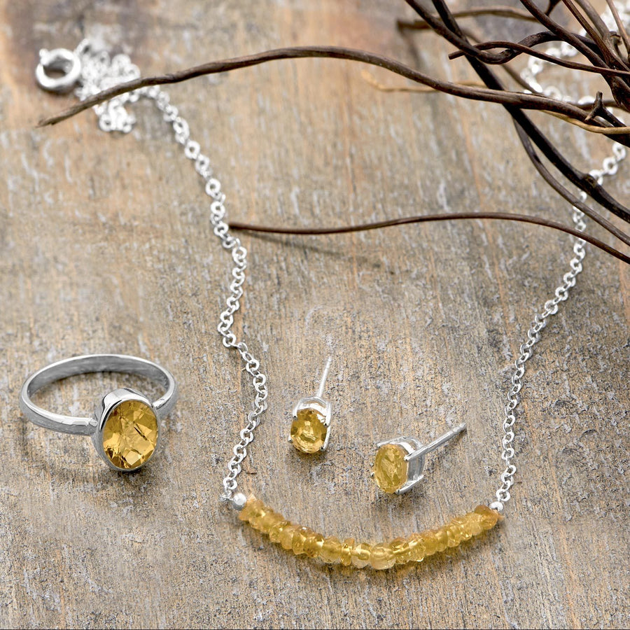 Faceted Citrine Bead Necklace - November Birthstone