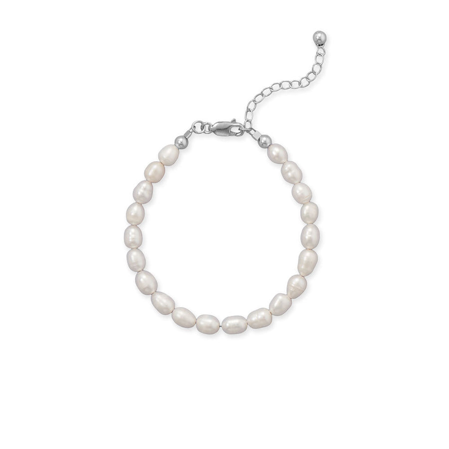 6.5" + 1.5" Cultured Freshwater Rice Pearl Bracelet