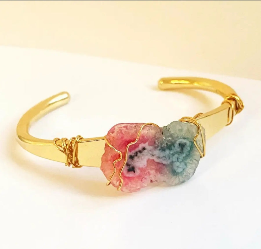 Tie Dye Quartz Gemstone Cuff